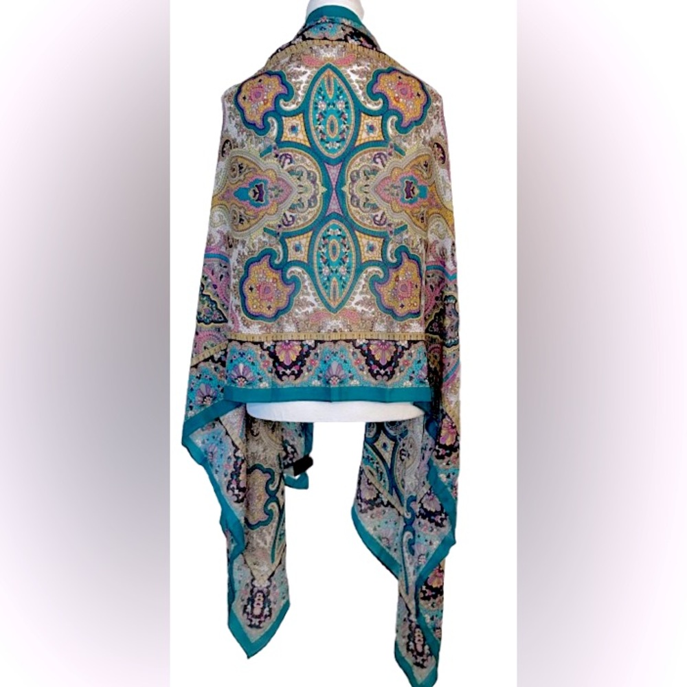 NWT Vintage DONCASTER Paisley Multicolored Shawl Scarf Wrap Pink Blue Floral